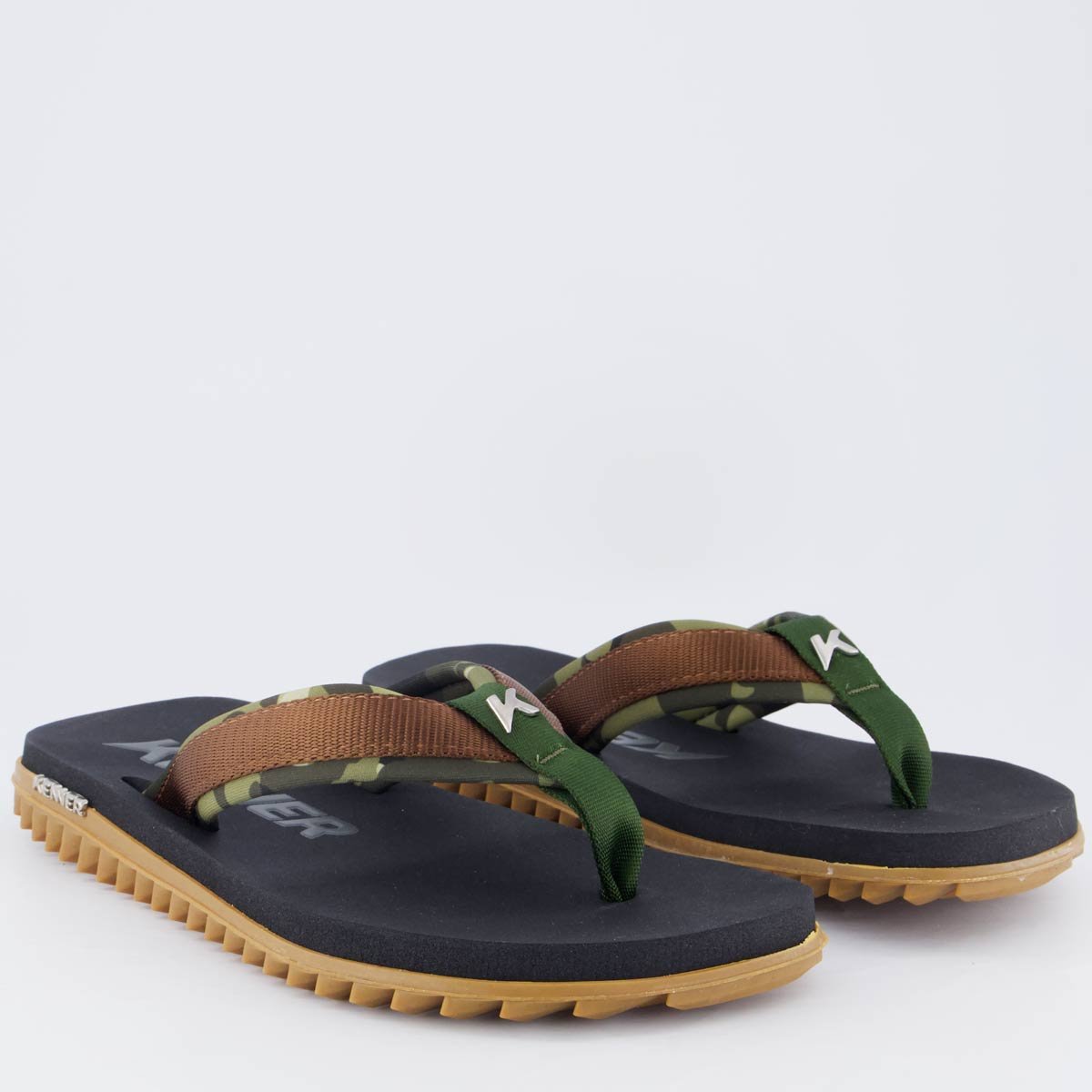 Chinelo Kenner Kivah Army Preto Preto/Verde/Marrom 3
