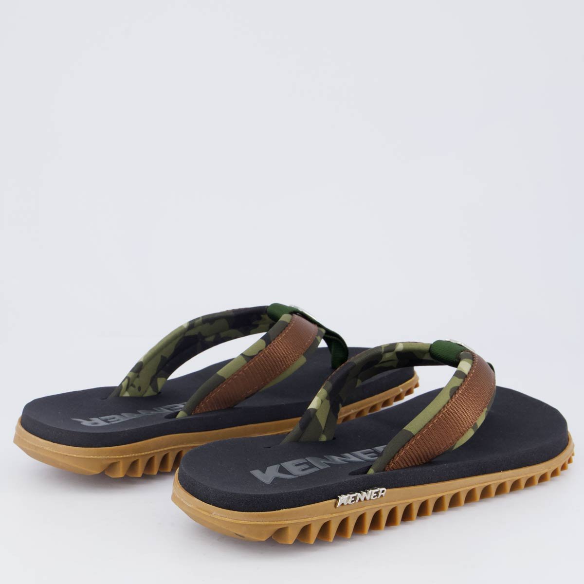 Chinelo Kenner Kivah Army Preto Preto/Verde/Marrom 4