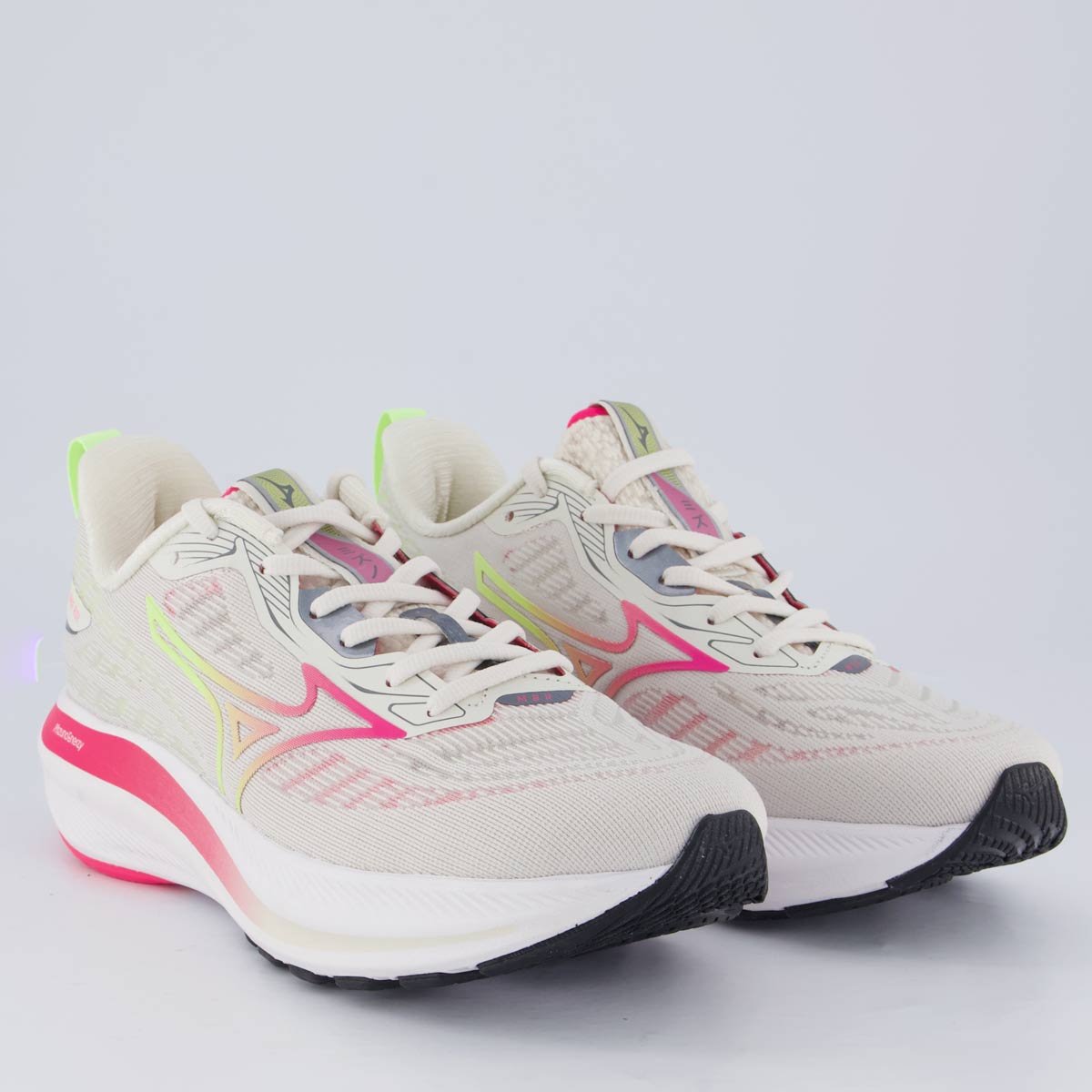 Tênis Mizuno Base Ride Feminino Bege Bege/Rosa 2