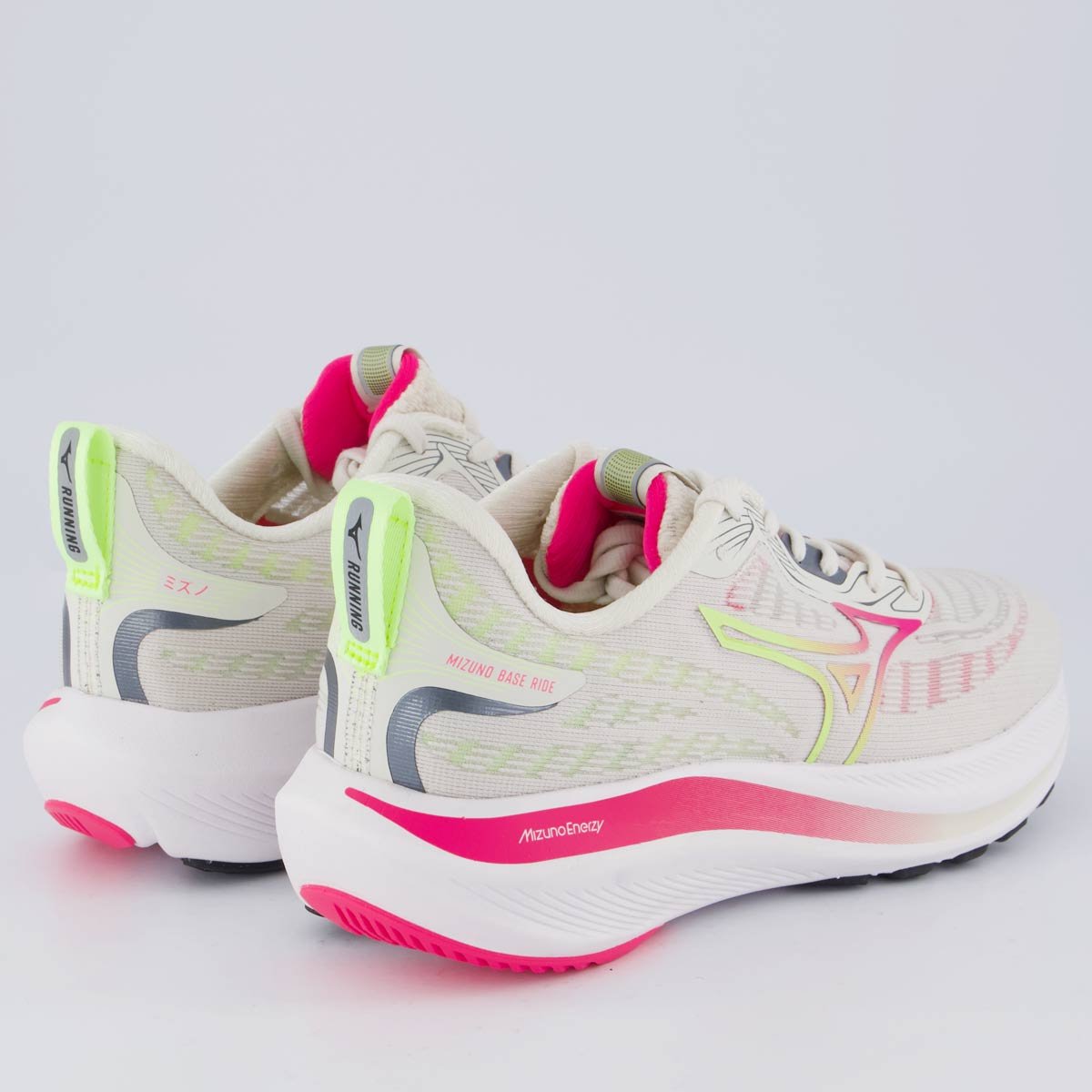Tênis Mizuno Base Ride Feminino Bege Bege/Rosa 3