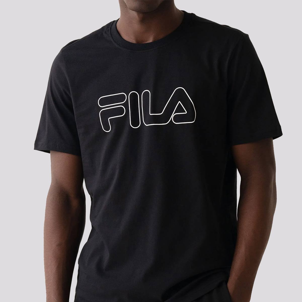 Camiseta Fila Regular Letter Outline Preto Preto 5