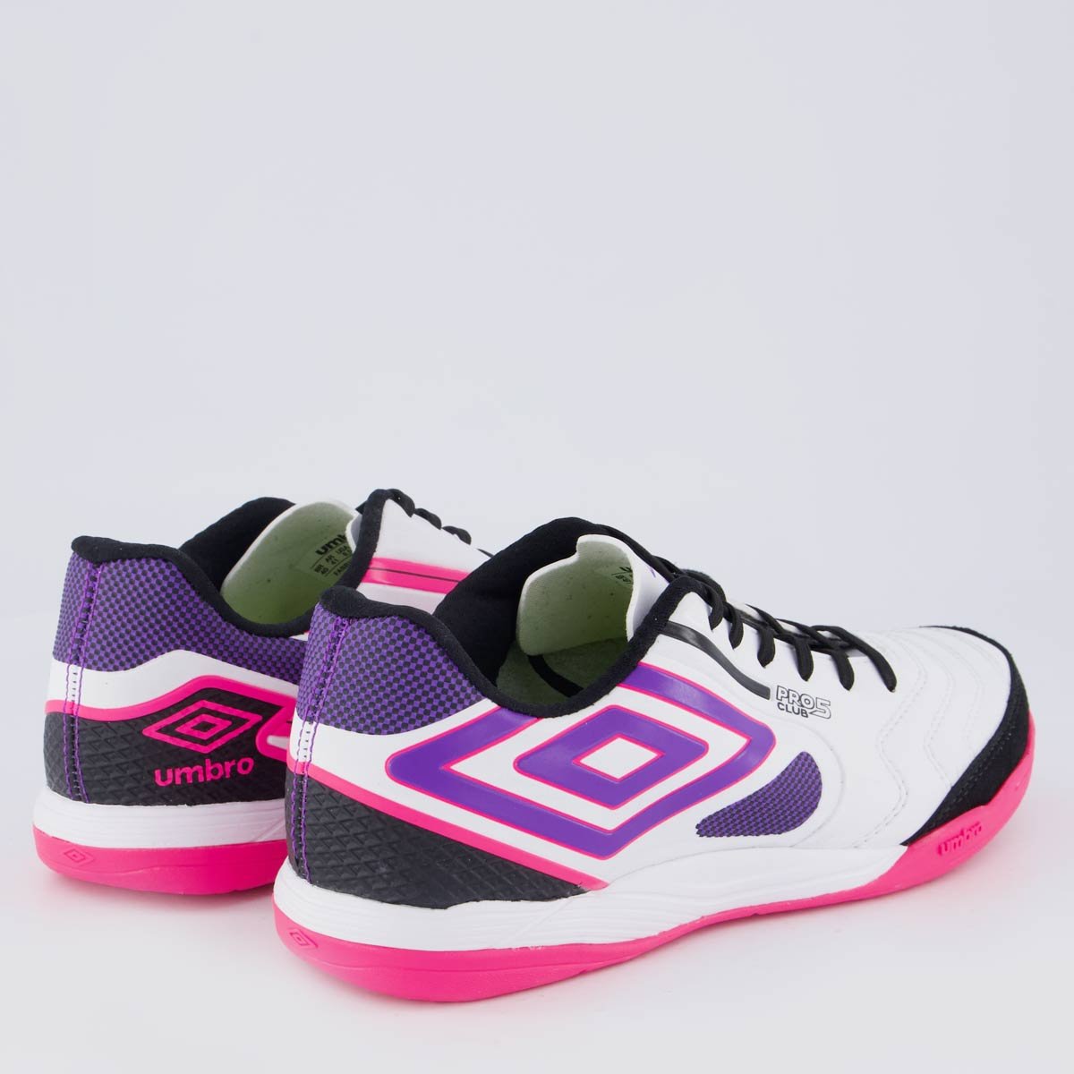 Chuteira Umbro Pro 5 Bump Club II Futsal Branca e Roxa Branco 3