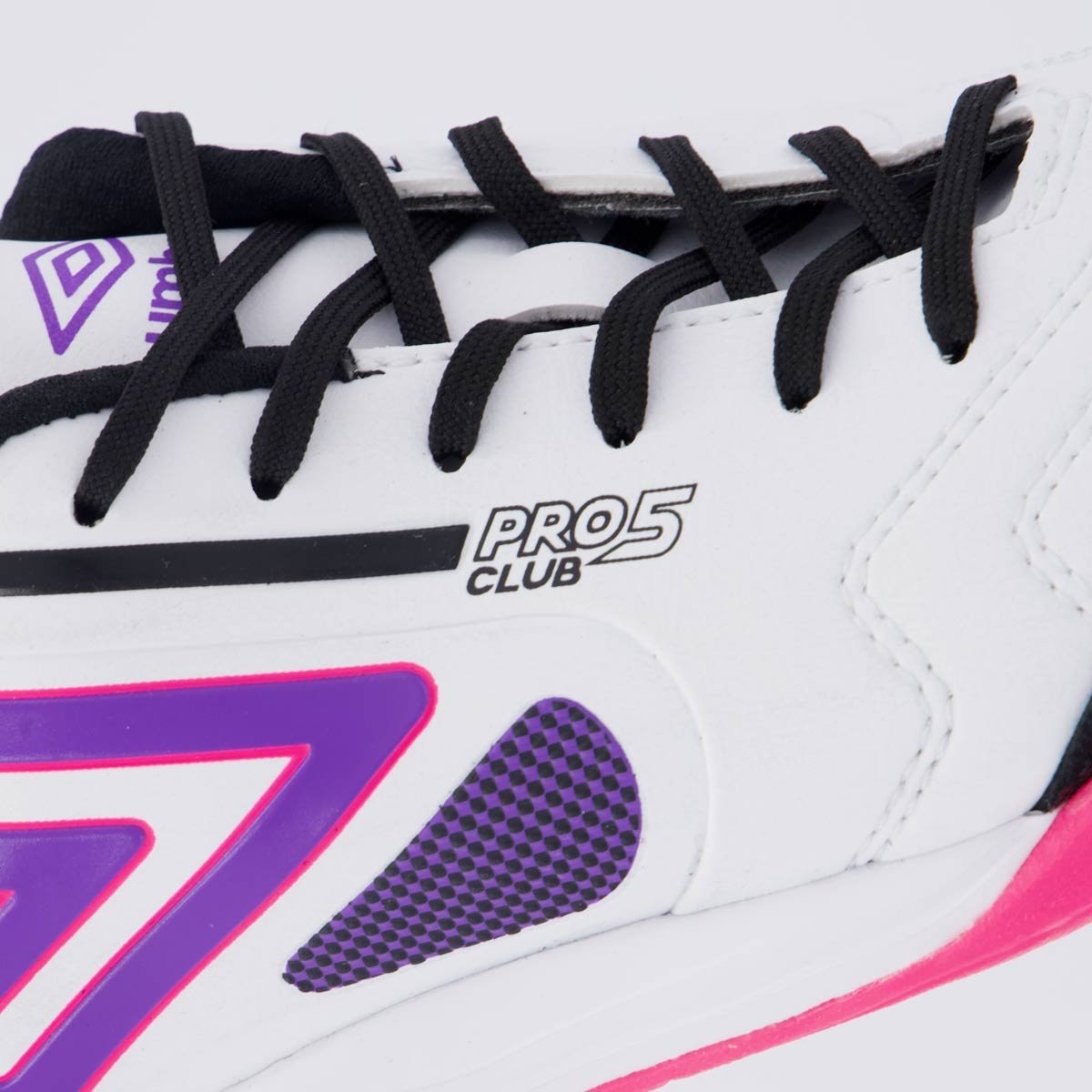 Chuteira Umbro Pro 5 Bump Club II Futsal Branca e Roxa Branco 7