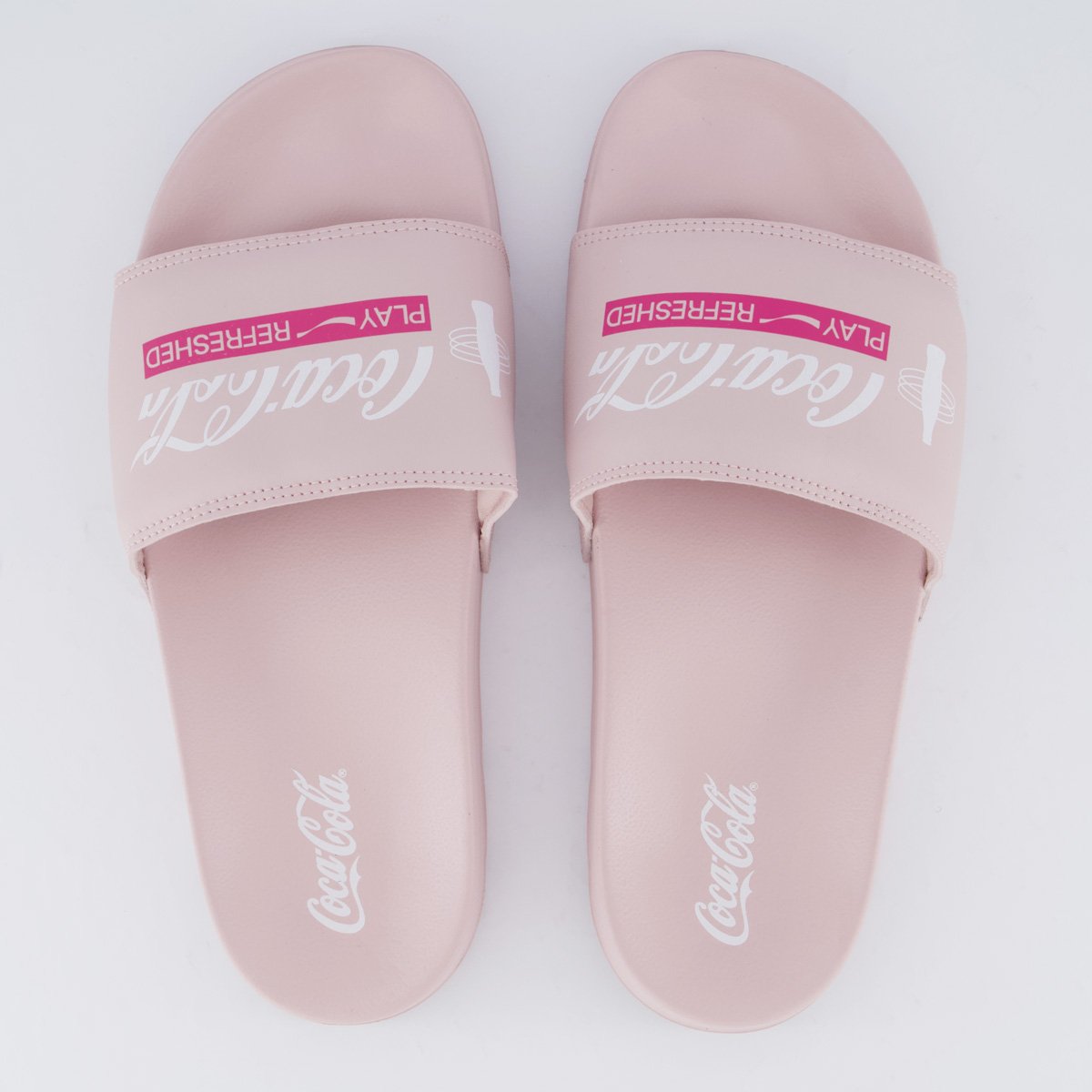 Chinelo Coca Cola Slide Wave Play Feminino Rosa