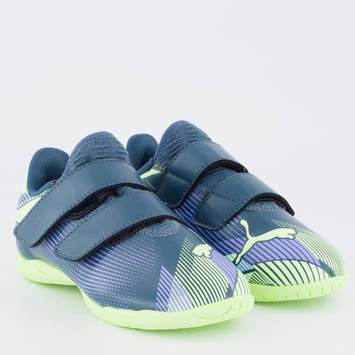 Chuteira Puma Future 7 Play IT V PS Juvenil Futsal Azul e Verde Verde 2