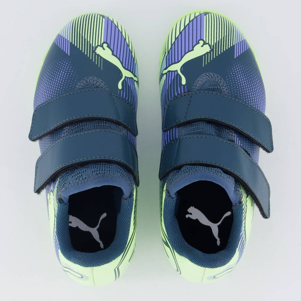 Chuteira Puma Future 7 Play IT V PS Juvenil Futsal Azul e Verde Verde 4
