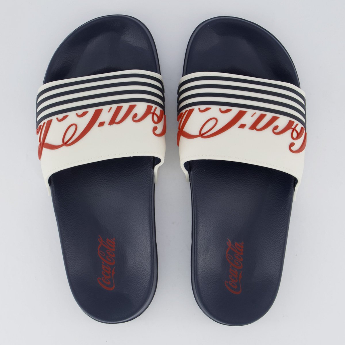 Chinelo Coca Cola Slide Motion Marinho e Off White
