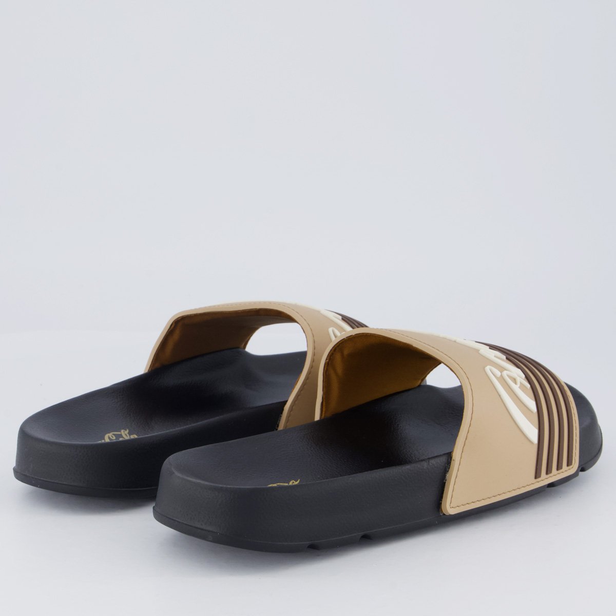 Chinelo Coca Cola Slide Motion Preto e Bege Marrom 4