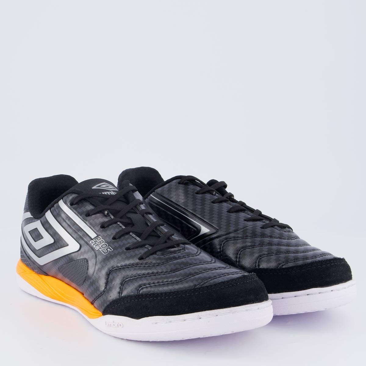 Chuteira Umbro Pro 5 Bump Club Futsal Laranja e Preta Preto 2
