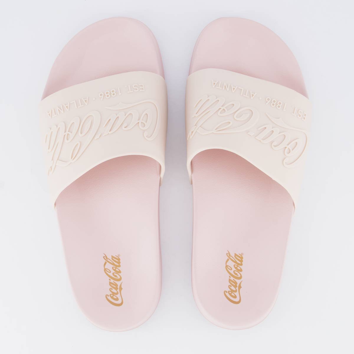 Chinelo Coca Cola Slide Coke Bold Feminino Rosa Claro