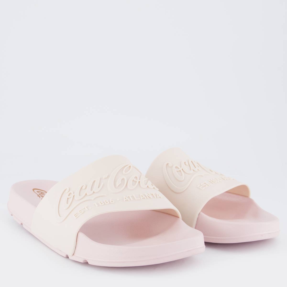 Chinelo Coca Cola Slide Coke Bold Feminino Rosa Claro Bege 3