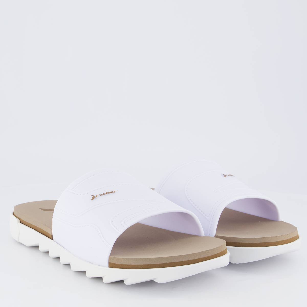 Chinelo Slide Rider Plus Bege e Branco Branco 3