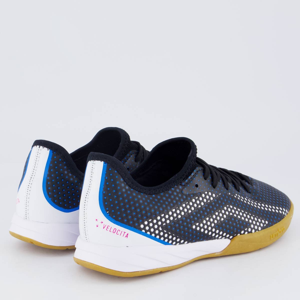 Chuteira Umbro Velocita LX Club Futsal Preta e Branca Azul Marinho 3