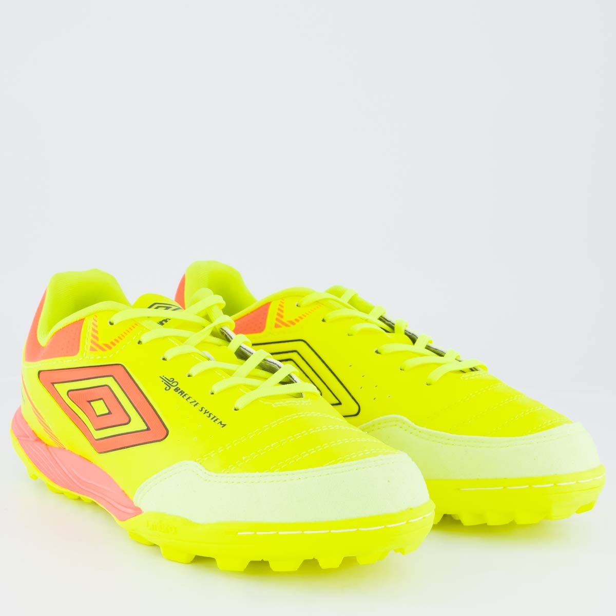 Chuteira Umbro X-Comfort Society Amarela Neon e Coral Amarelo 2
