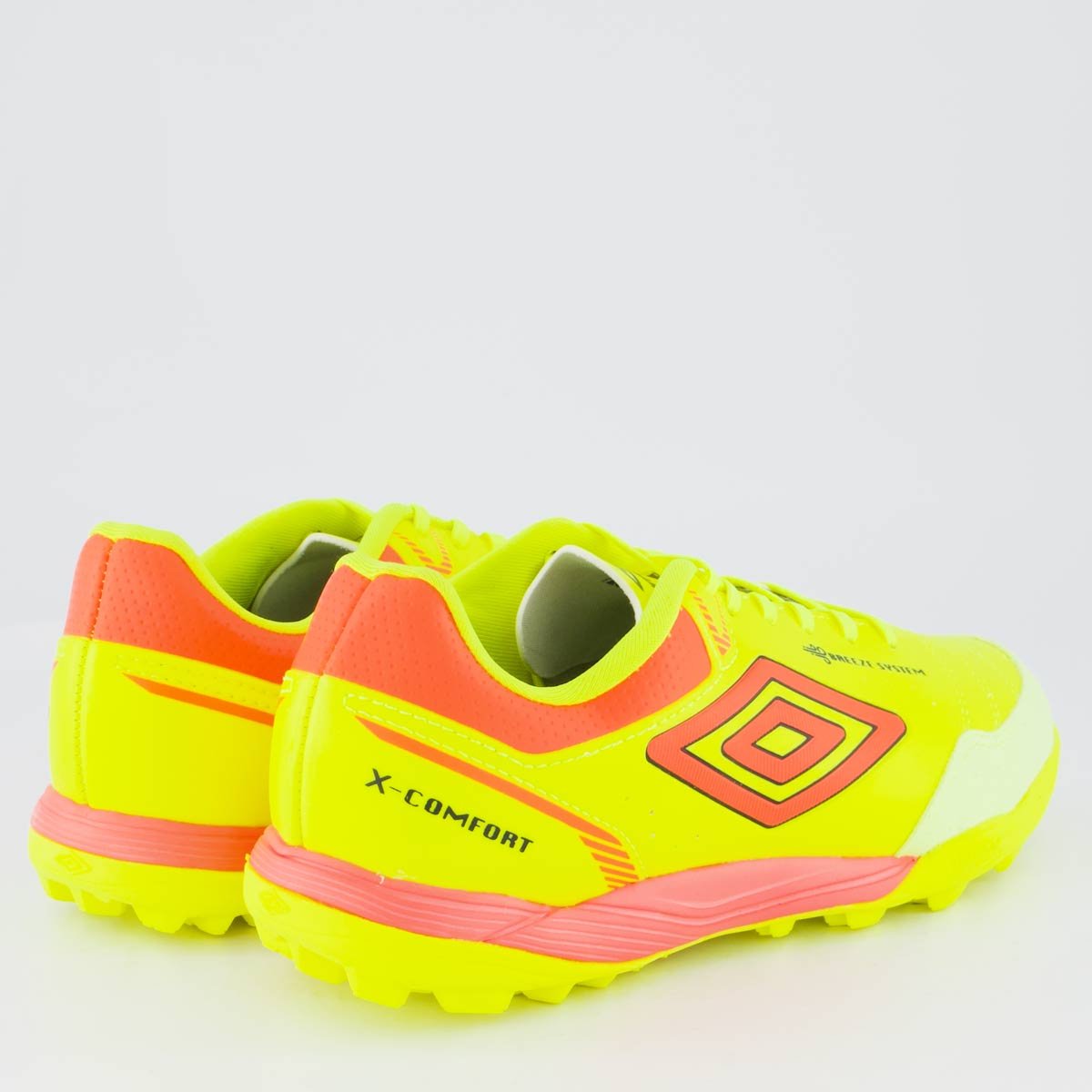 Chuteira Umbro X-Comfort Society Amarela Neon e Coral Amarelo 3
