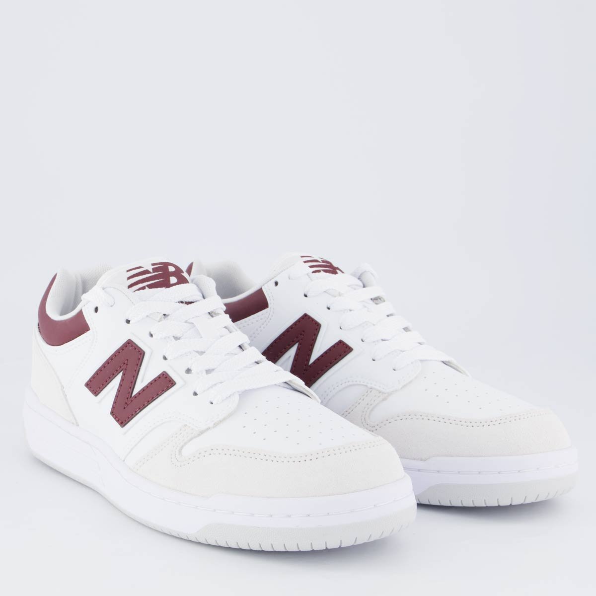 Tênis New Balance 480 Low Branco e Vinho Branco/Vinho 2
