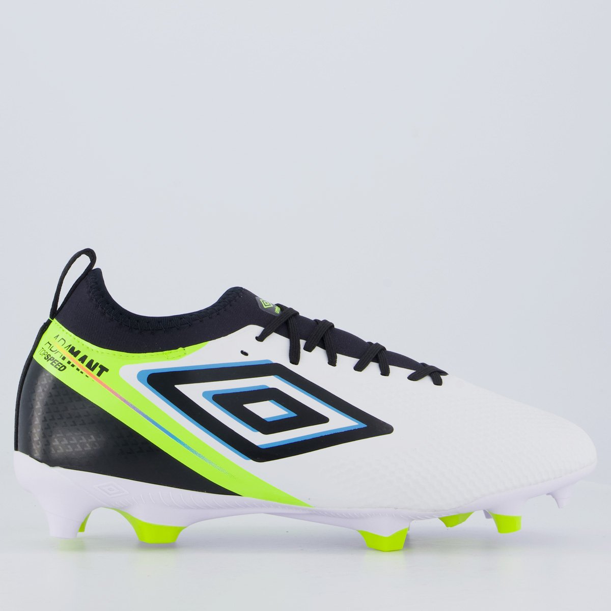 Chuteira Umbro Adamant Top Speed Club Campo Branca e Verde