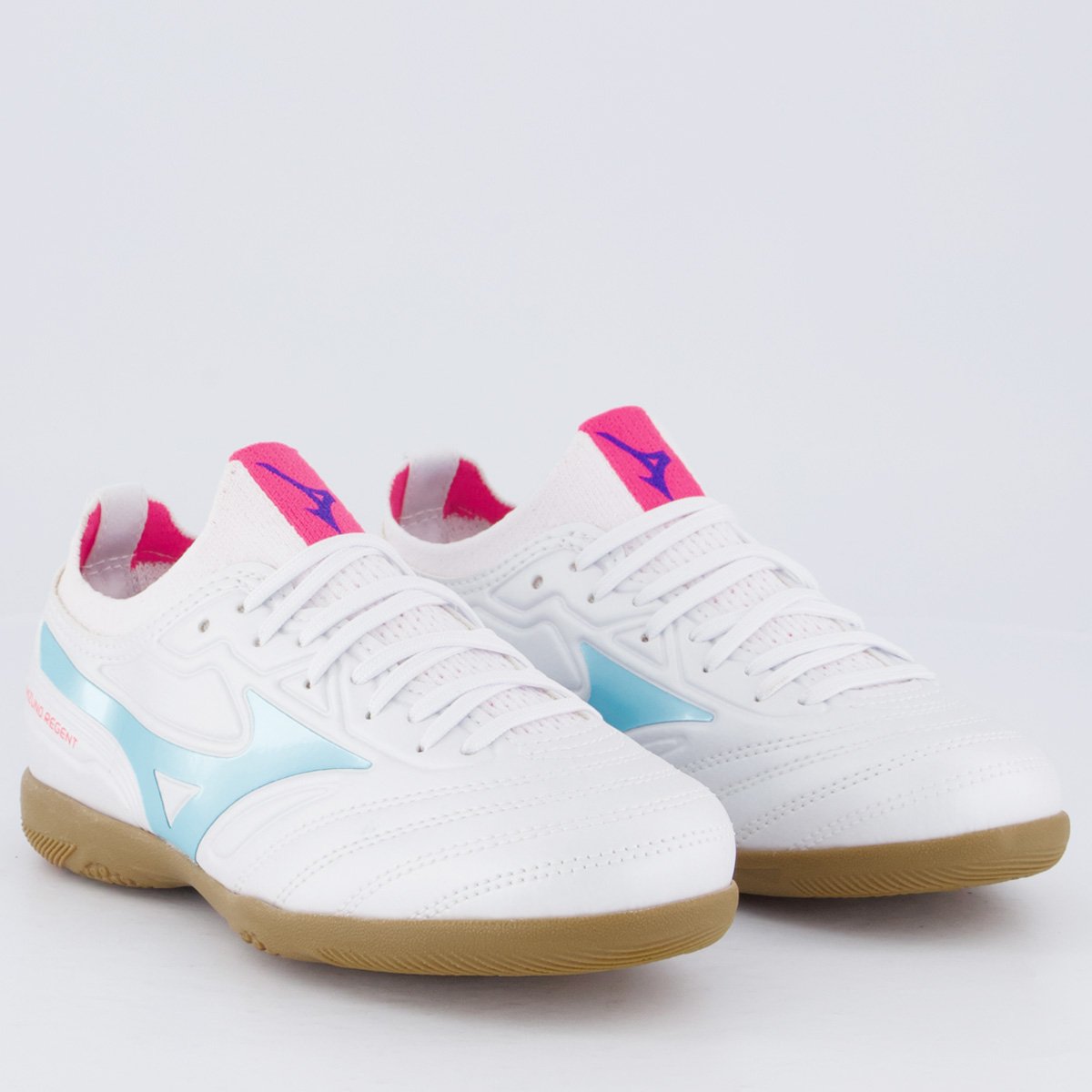 Chuteira Mizuno Regent IN Futsal Juvenil Branco e Azul Branco 2