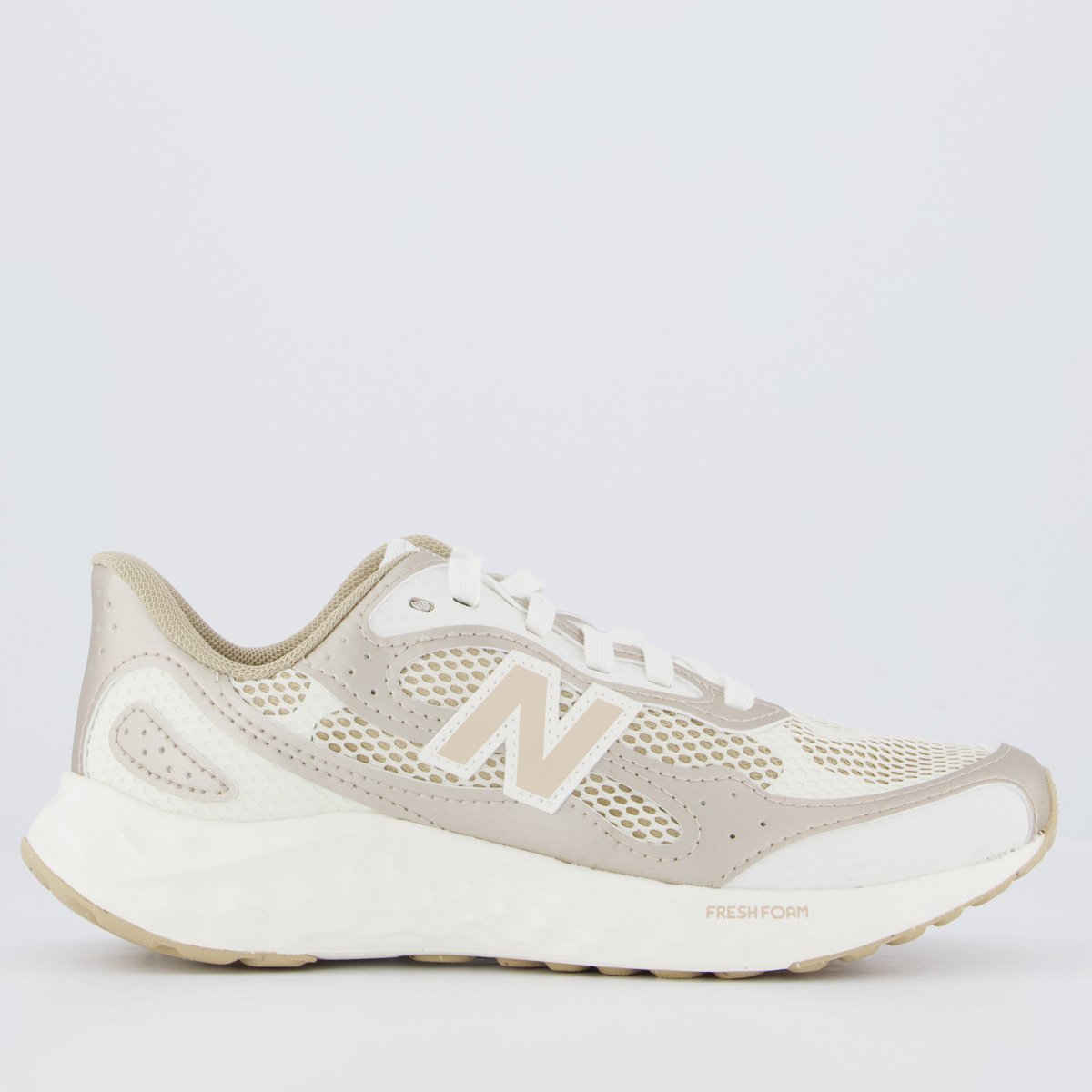 Tênis New Balance Fresh Foam Arishi V4 Feminino Bege e Branco