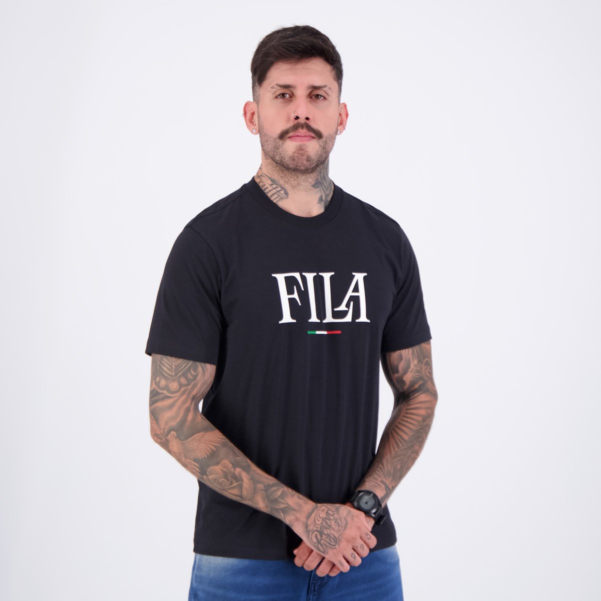 Camiseta Fila Regular Italy Preta Preto 2