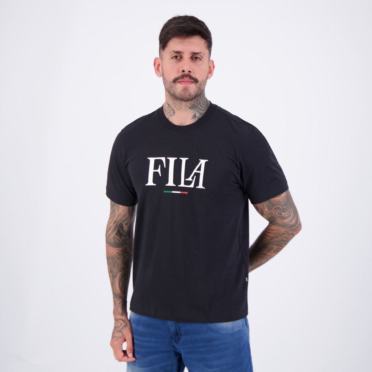 Camiseta Fila Regular Italy Preta Preto 3