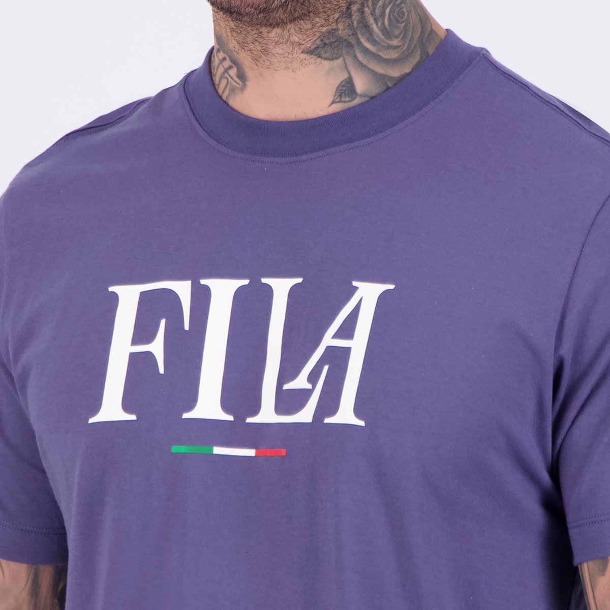 Camiseta Fila Regular Italy Letter Marinho e Branco Marinho/Branco 5