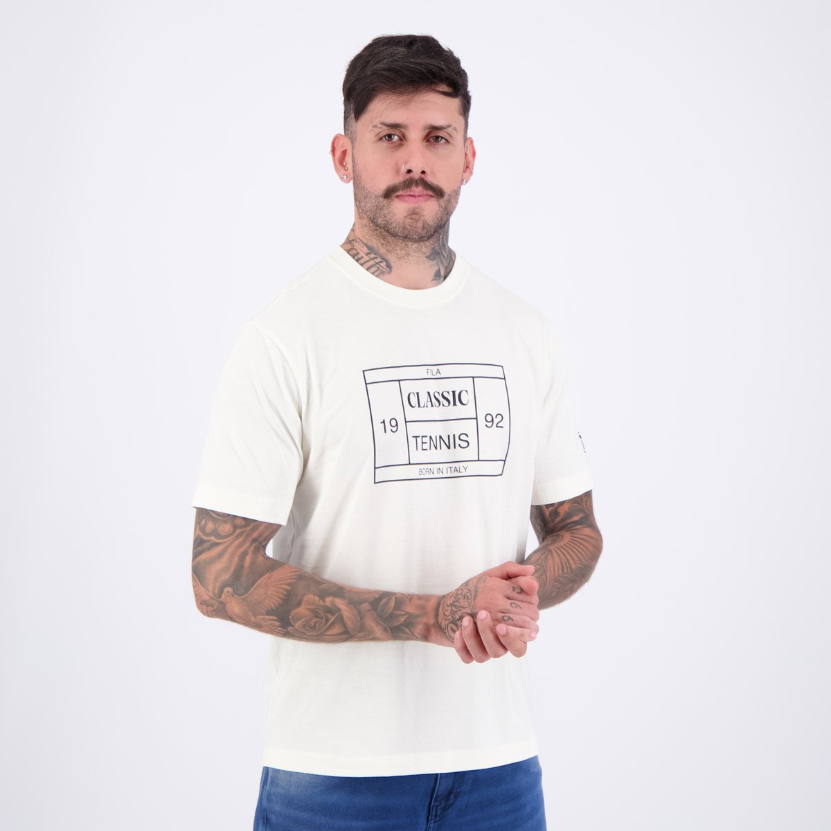 Camiseta Fila Comfort Tennis Union Classics Off White e Preto White/Preto 2