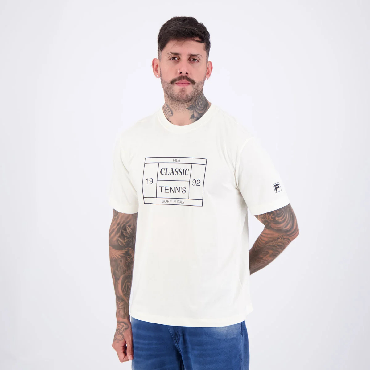 Camiseta Fila Comfort Tennis Union Classics Off White e Preto White/Preto 3