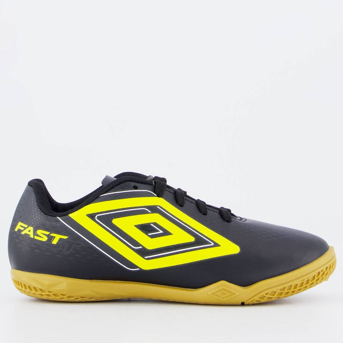 Chuteira Umbro Fast II Juvenil Futsal Preta e Amarelo