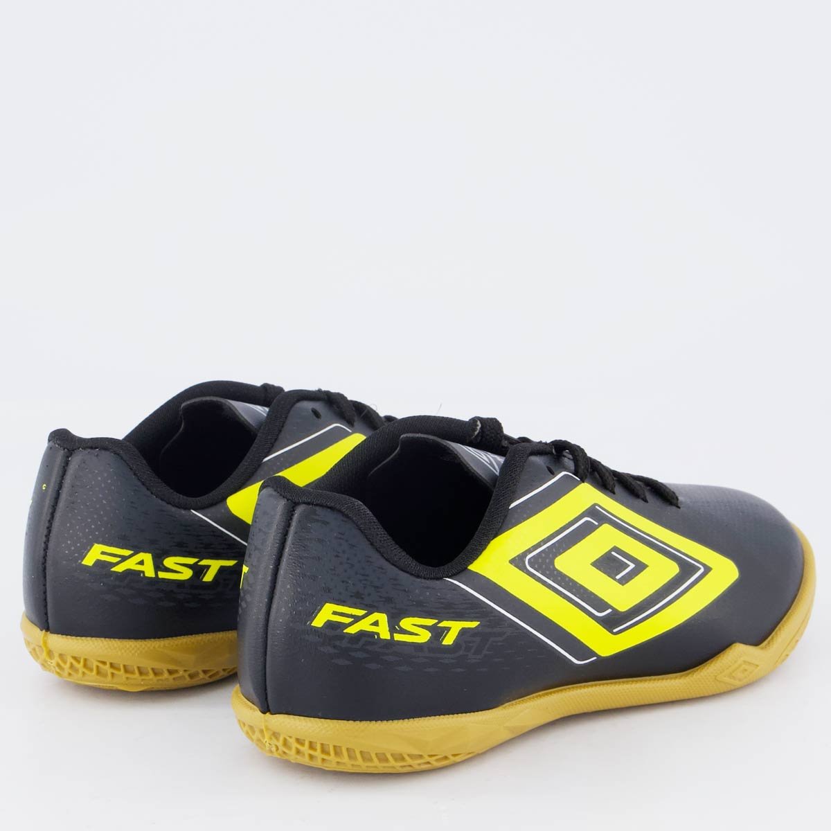 Chuteira Umbro Fast II Juvenil Futsal Preta e Amarelo Preto 3