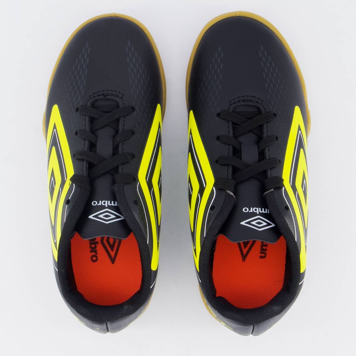 Chuteira Umbro Fast II Juvenil Futsal Preta e Amarelo Preto 4