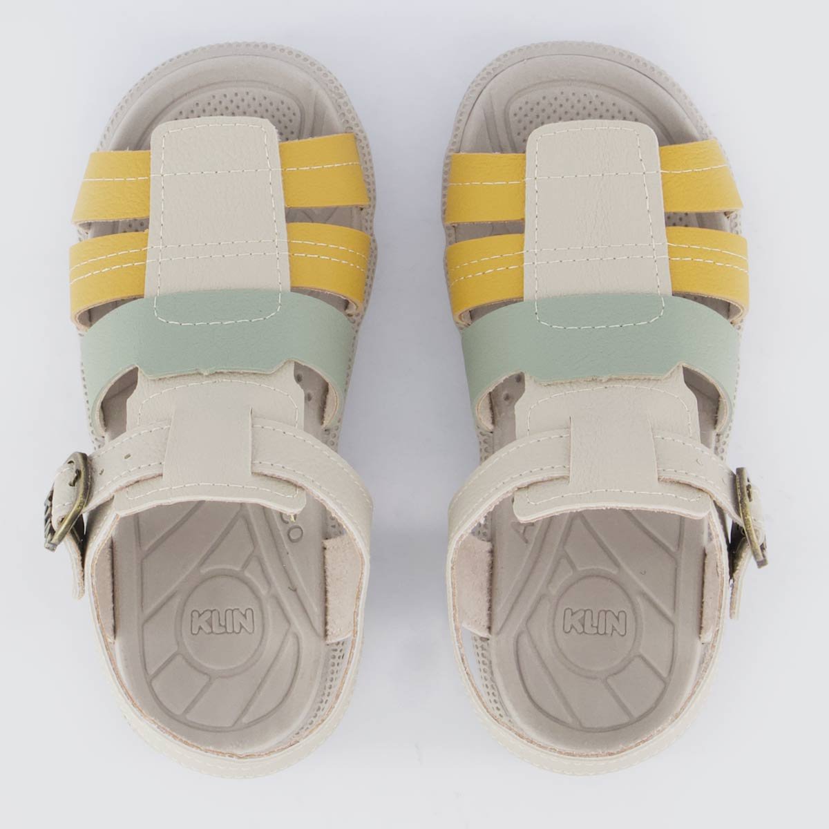 Sandália Klin Tic Tac Infantil Bege Cinza 4