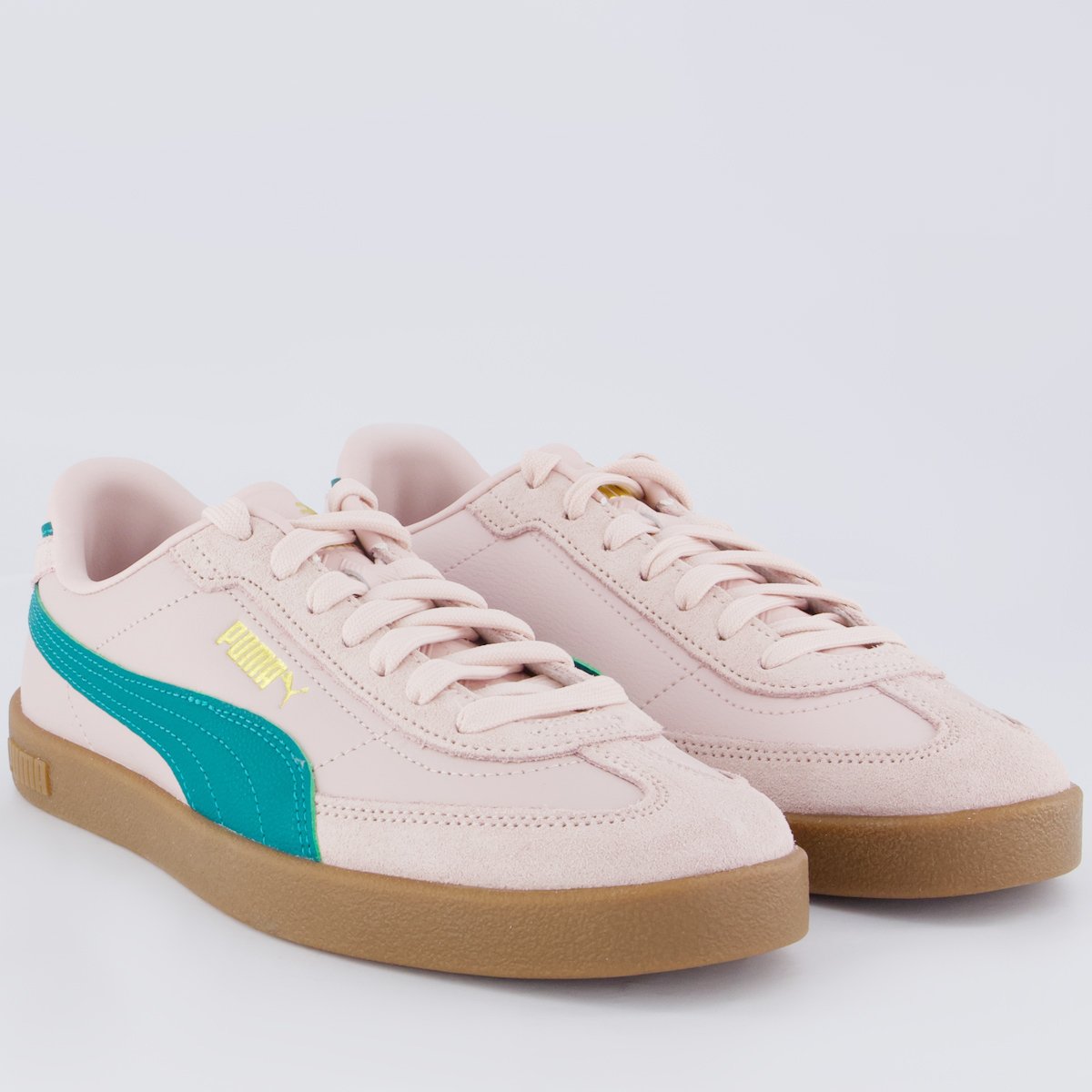 Tênis Puma Club II Feminino Rosa e Verde Bege 2
