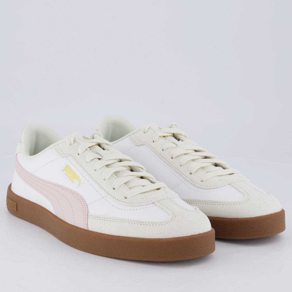 Tênis Puma Club II Feminino Branco e Rosa Branco/Bege 2