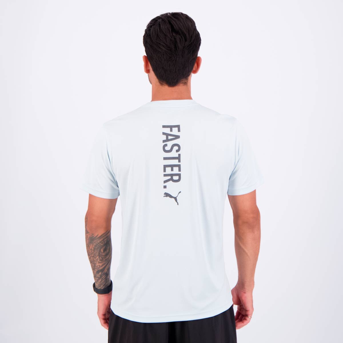 Camiseta Puma Graphics Running Azul Claro Branco 4
