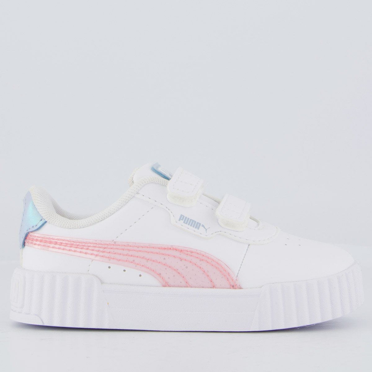 Tênis Puma Carina 3.0 Blurry Dreams V Infantil Branco e Rosa Branco 1
