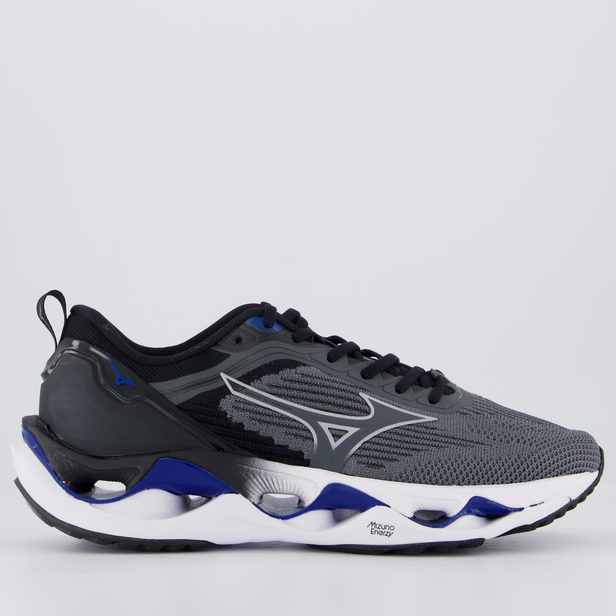 Tênis Mizuno Wave Stratos 3 Cinza e Azul Cinza/Preto 1
