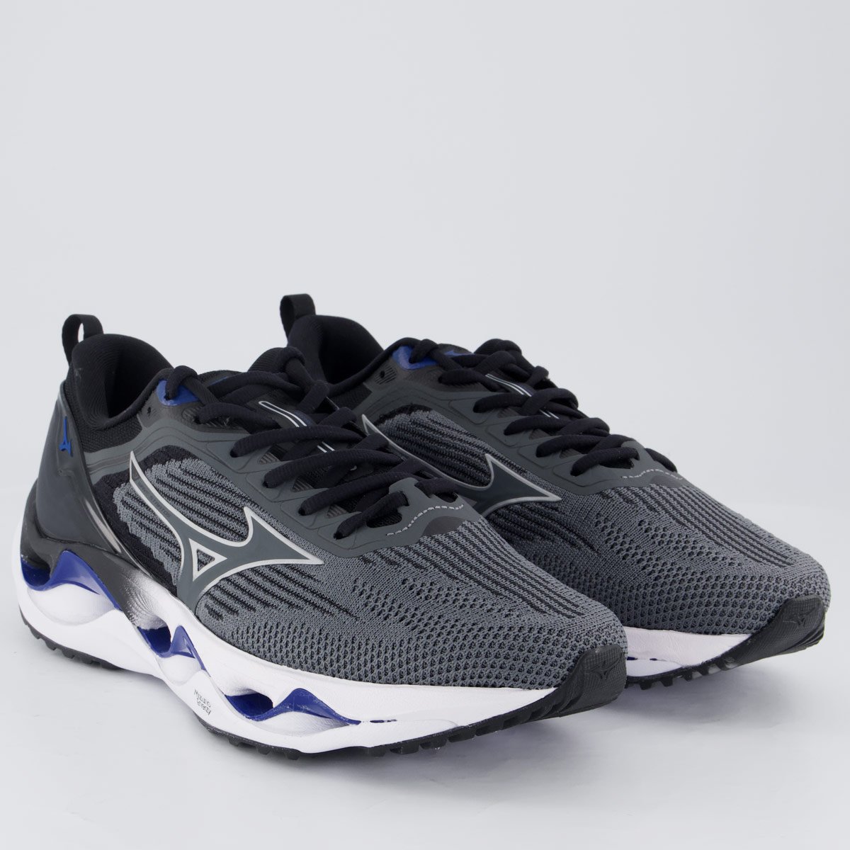 Tênis Mizuno Wave Stratos 3 Cinza e Azul Cinza/Preto 2