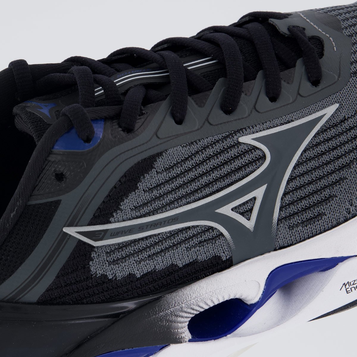 Tênis Mizuno Wave Stratos 3 Cinza e Azul Cinza/Preto 7