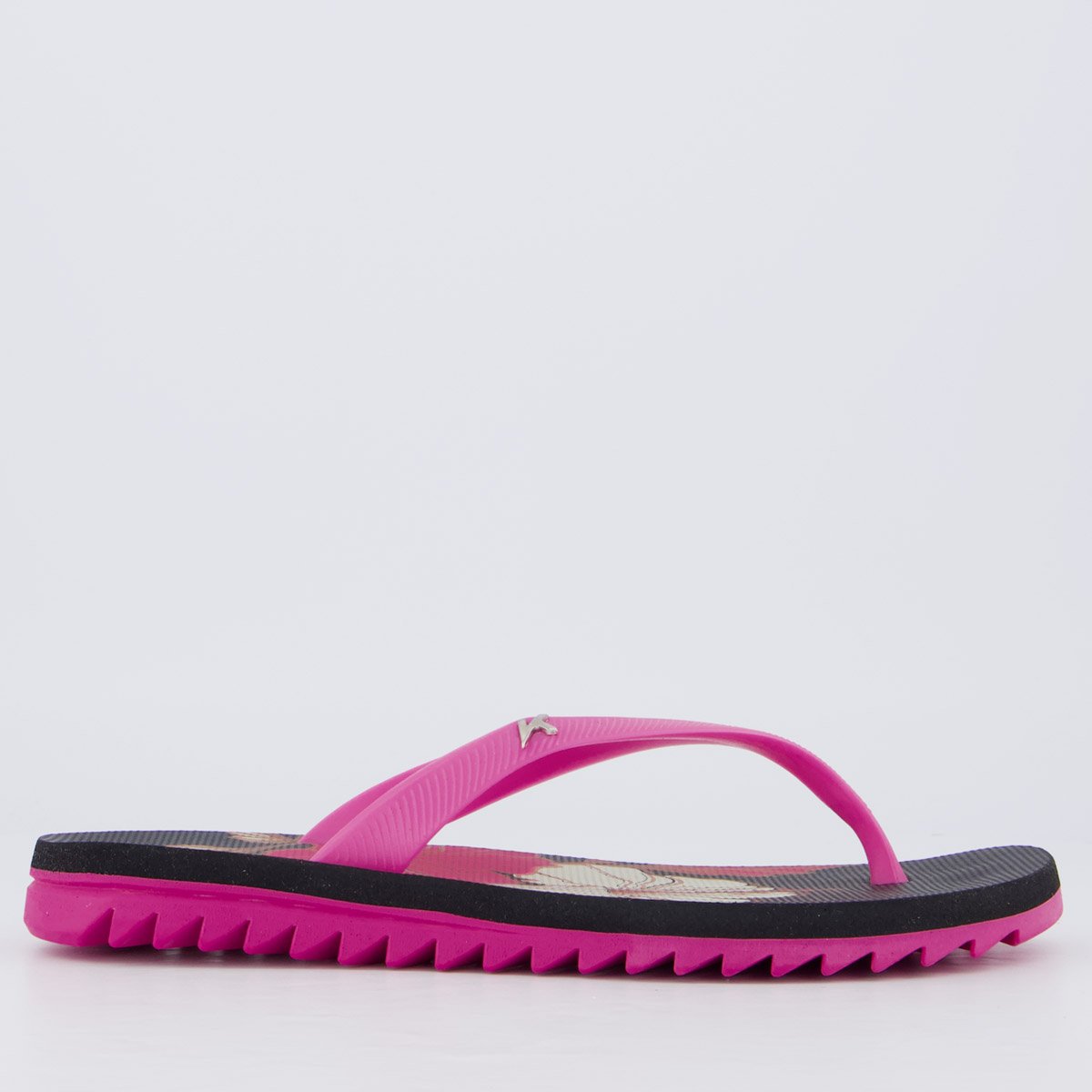 Chinelo Kenner Ibiza Hibisco Feminino Preto Rosa 2