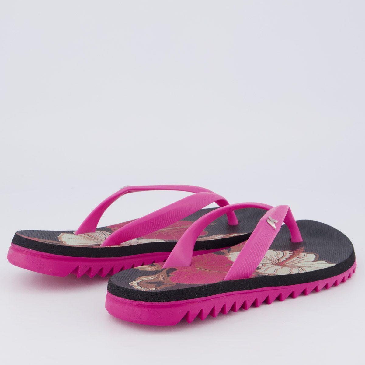 Chinelo Kenner Ibiza Hibisco Feminino Preto Rosa 4