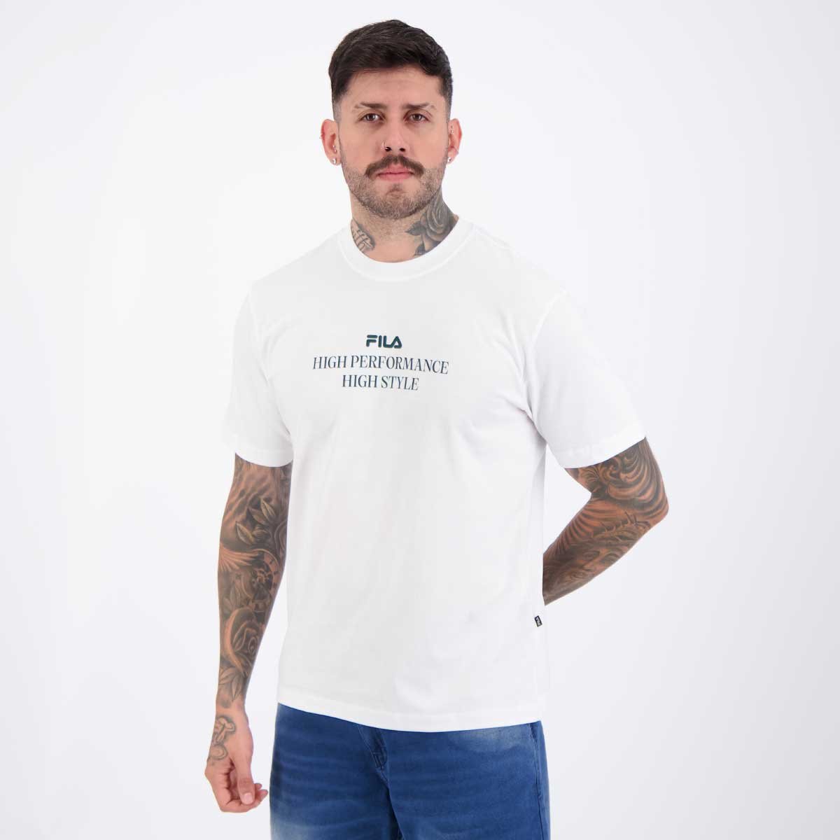Camiseta Fila Comfort High Style Letter Branca e Verde Branco/Verde 3