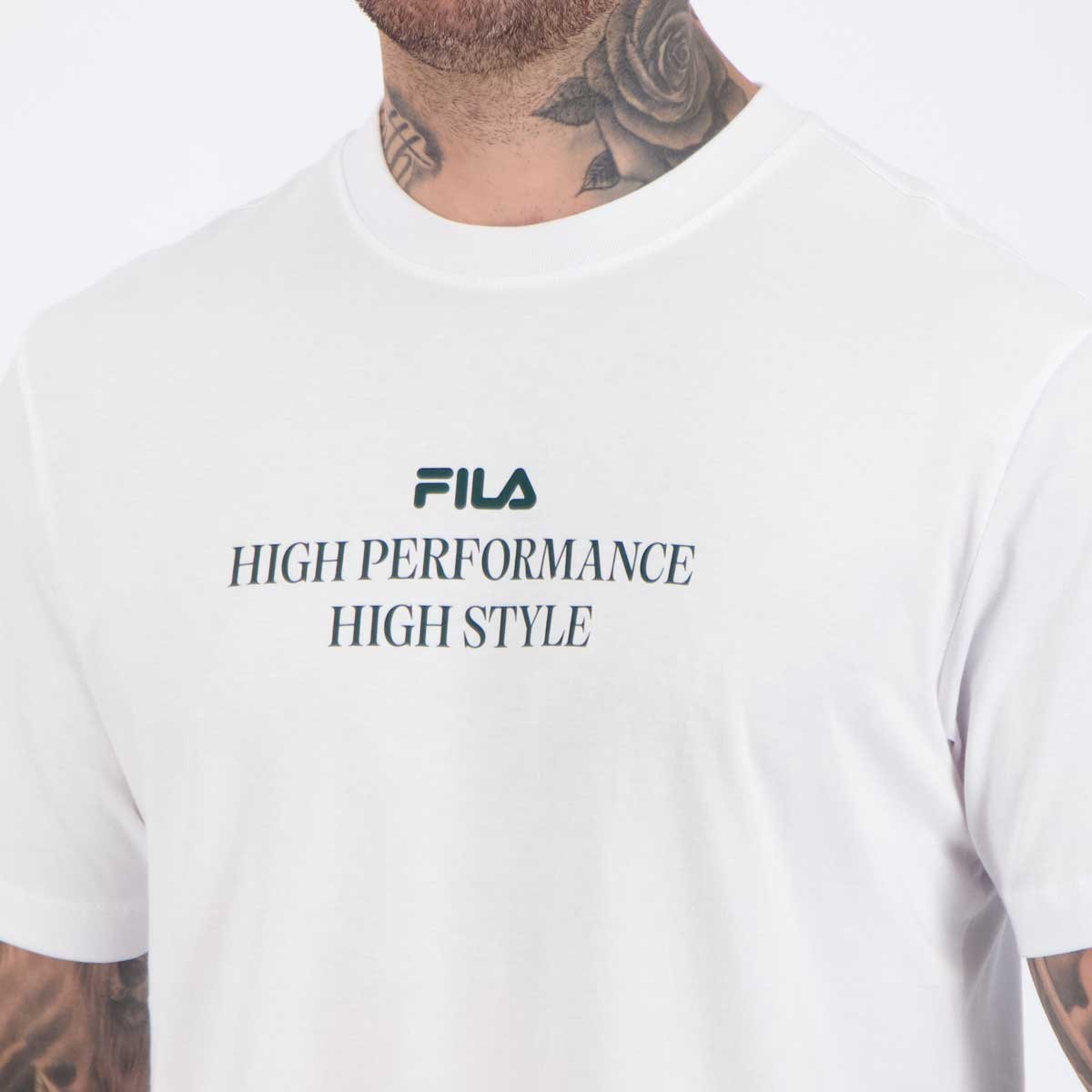 Camiseta Fila Comfort High Style Letter Branca e Verde Branco/Verde 5