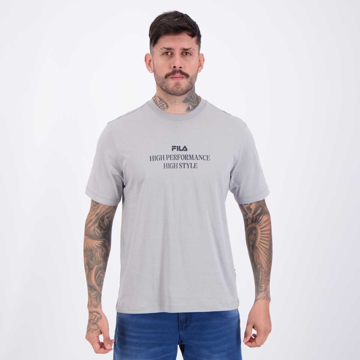 Camiseta Fila Comfort High Style Letter Cinza