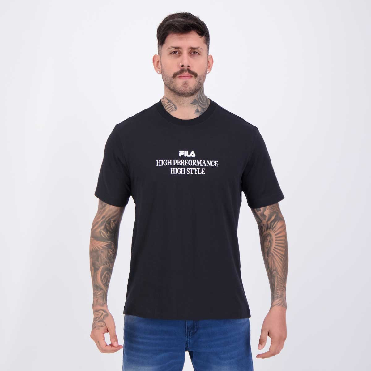 Camiseta Fila Comfort High Style Letter Preta e Branca