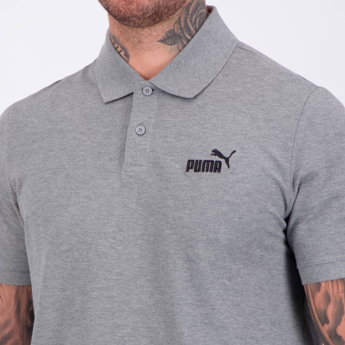 Polo Puma Essentials No. 1 Logo Pique Cinza Cinza 5