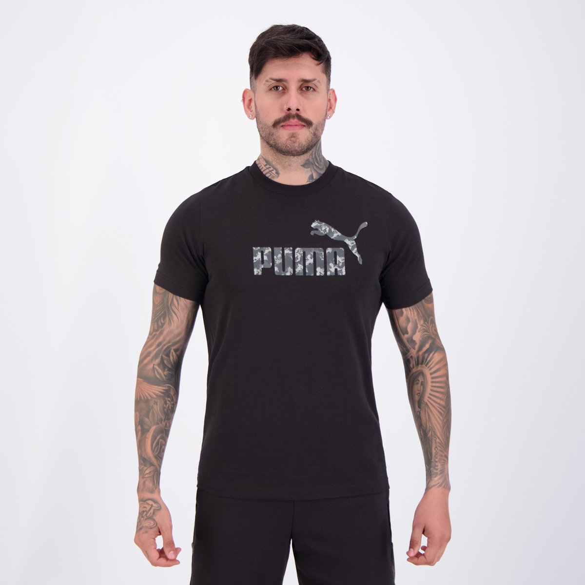 Camiseta Puma Essentials Camo Tee Preta