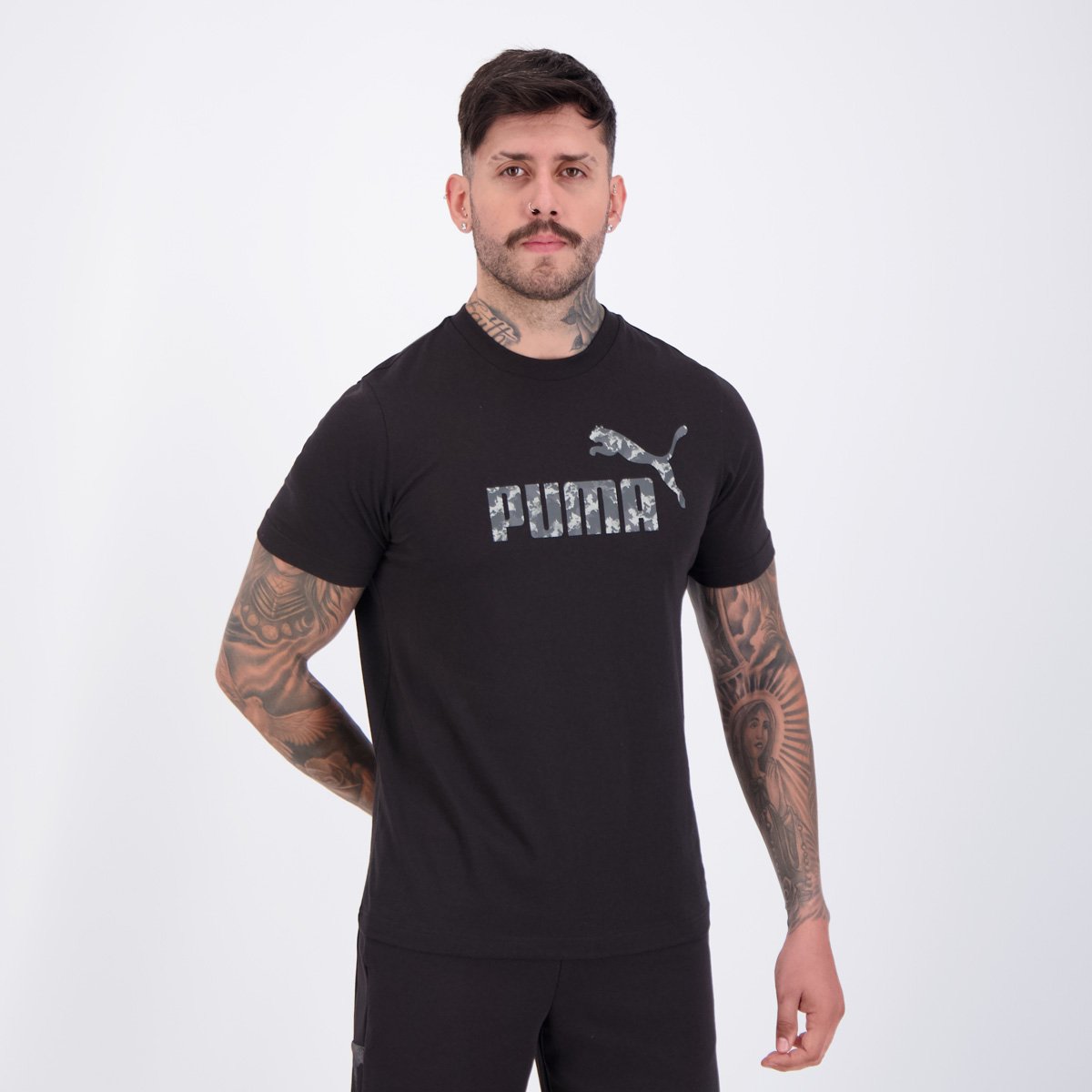 Camiseta Puma Essentials Camo Tee Preta Preto 2