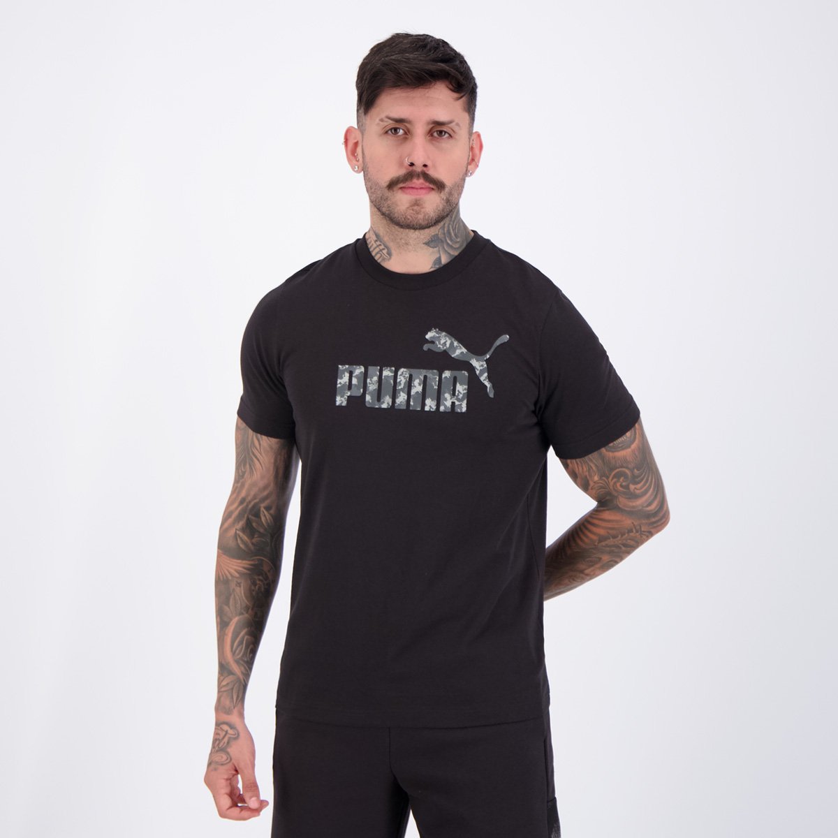 Camiseta Puma Essentials Camo Tee Preta Preto 3