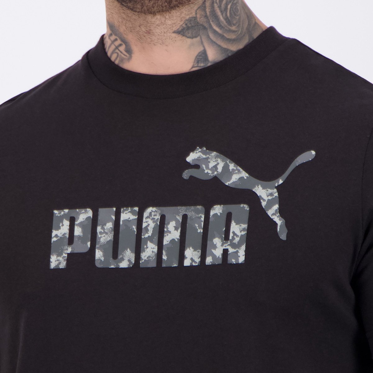 Camiseta Puma Essentials Camo Tee Preta Preto 5